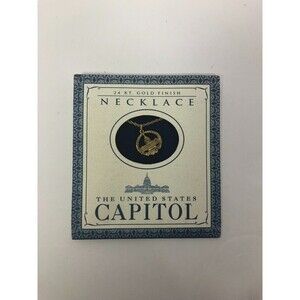 Brand New The United States Capitol Pendant Necklace 24 Kt Gold Finish